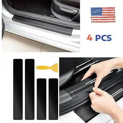 4× Car Fiber Carbon Sticker Plate Door Scuff Cover Anti-Scratch Sill Accessories • $21.15
