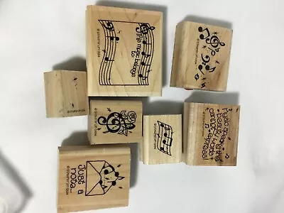 Stampin Up MUSIC SPEAKS 7/8. Preowned Music Notes Wood Mounted Rubber Stamps • $8