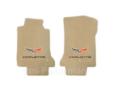 2005-2007.5 C6 Cashmere Tan 2pc Floor Mats Set - Crossed Flags & CORVETTE Logos • $160.99