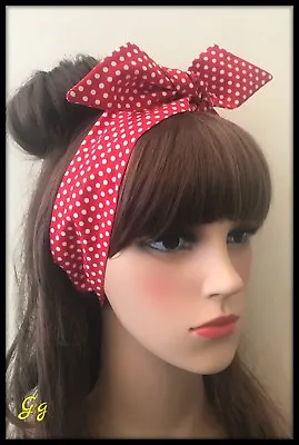 Red Polka Headband Hairband Bandana Head Scarf Hair Tie Band Minnie Mouse • £2.99