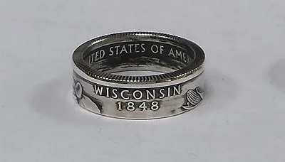 WISCONSIN Silver Proof State Quarter   Coin Ring Or Pendant Size 4-11 • $29.99