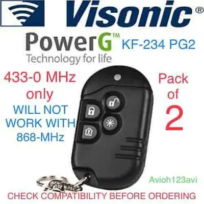 VISONIC Pack Of 2 Keyfob KF-234 PG2 (433.0 MHz) • $70