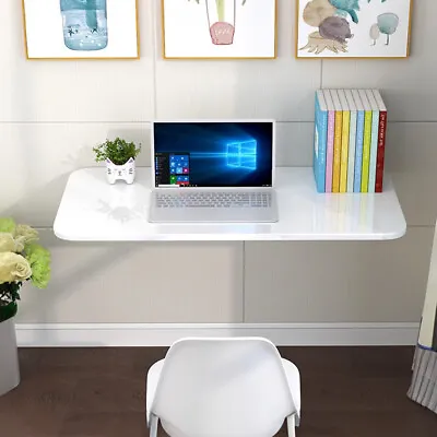 Wall Mounted Small PC Computer Desk Foldable Floating Laptop Tray Storage Shelf • £20.95