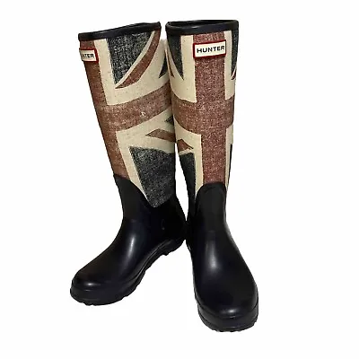 Women’s Hunter Rain Boots British Flag Union Jack US 5 Original Brit FLAW London • £66.53