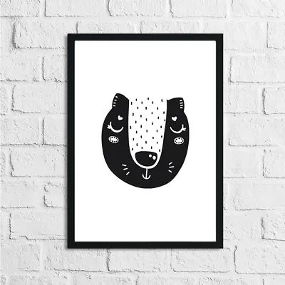 Scandinavian Badger Children's Nursery Room Wall Decor Print • £3