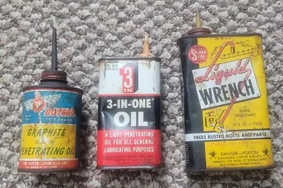 Vintage 3 In One Solder Seal Liquid Wrench Boyers Handy Oil Cans Lot Of 3 Tins • $4