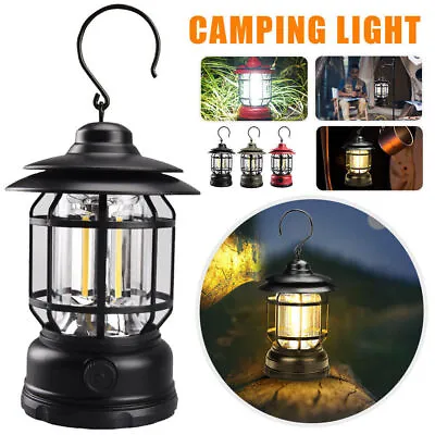 $17.47 • Buy Retro Tent Camping Light LED Lantern Outdoor Portable Rechargeable Night Lamp AU