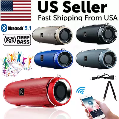 Bluetooth 5.1 Speaker Wireless Waterproof Outdoor Stereo LOUD Bass USB/TF Strap • $13.39