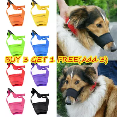 Dog Pets Puppy Mesh Safety Mouth Mask Adjustable Anti-Barking Biting Groom Cover • £3.19