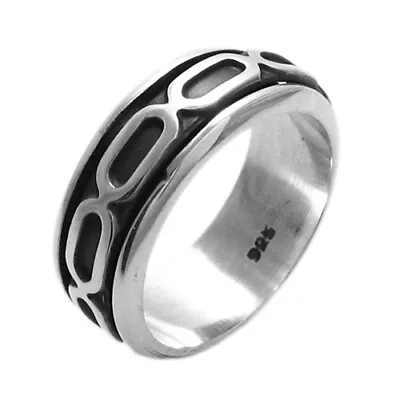 925 Sterling Silver Men's Oval Link Center Spinning Band Ring Size 9-14 • $26.99