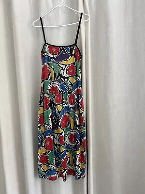 Oscar De La Renta Midi Dress Sundress Garden Art To Wear Spring Summer Medium • $98