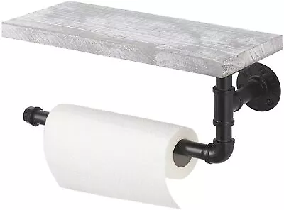 Paper Towel Holder With Shelf Wall-Mount Industrial Pipe Vintage Towel Dispenser • $23.35