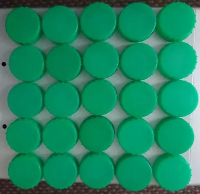 GREEN Milk Bottle Plastic Tops Caps Lids X25 Arts Crafts Hobbies School Projects • £1.90