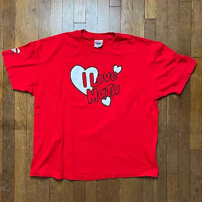 Vintage 90s I Love Math NCTM Heart Graphic Shirt Red Single Stitch USA Made 2XL • $19.95