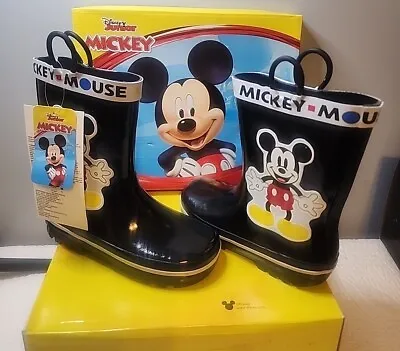 Spotted Zebra - Disney Mickey Mouse Black Pull On Rainboots Size 11-12 NWT Box! • $25.99