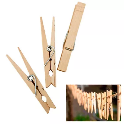 130 Wooden 3 1/4  Inch Large Clothespins Laundry Spring Wood Clothes Pins Crafts • $13.60