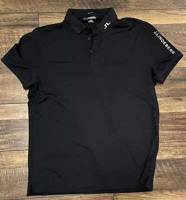 J Lindeberg NEW Men's Tour Tech Regular Fit Golf Polo Black Size Large • $49