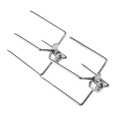 2Pcs BBQ Rotisserie Meat Forks Clamp Grill Meatpicks Stainless Steel6462 • $17.99