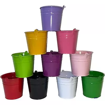 12cm Coloured Metal Garden Flower Pots Tin Pot Basket Bucket Plant Herb Planter • £19.99