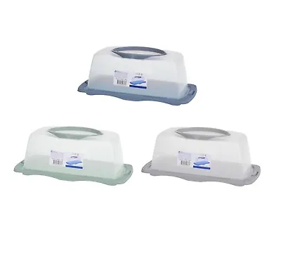 Plastic Cake Box Carrier Storage Container With Handle Locking Lid Rectangular • £9.99