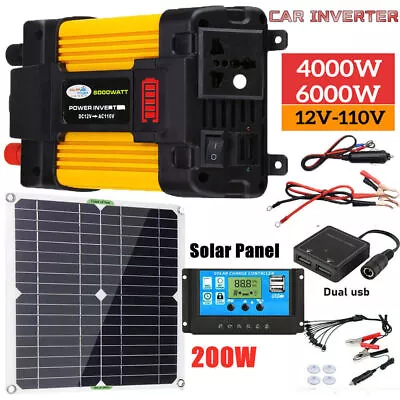 6000W 4000W Complete Solar Panel Kit Solar Power Generator Home 220V Grid System • £30.89