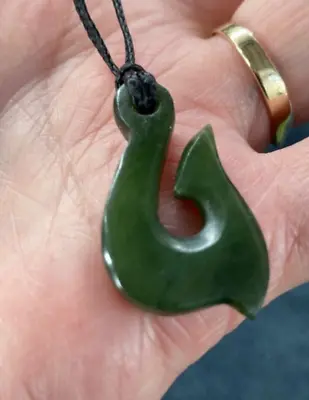 Tiny Nz Pounamu Greenstone Kawakawa Nephrite Jade Maori Hei Matau Fish Hook • $65