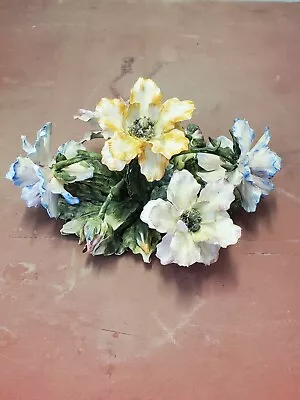 Vtg Capodimonte Visconti Mollica Colorful Pastel Flowers Centerpiece Sculpture • $79.99