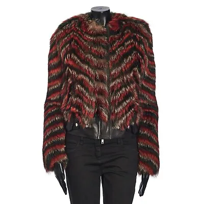 GIVENCHY 9995$ Short Fur Jacket - Multicolor Raccoon & Lambskin Leather • $2396