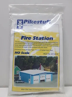 HO Fire Station Blue White Unfinished Scale Model Kit Pikestuff Railroad Details • $17.95