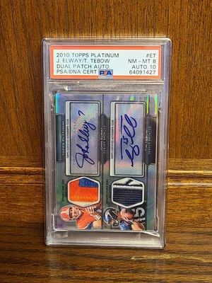 $400 • Buy Tim Tebow RC John Elway 2010 Platinum Dual Auto Patch SP /25 PSA 8 Auto 10