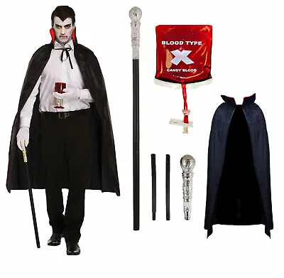 Adult Deluxe Vampire Costume Gothic Dracula Men's Halloween Fancy Dress Retro Uk • £7.80