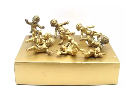 Vintage Cherubs Italy Miniature Gold Painted Figurines Angels Dancing Tumbling • $27