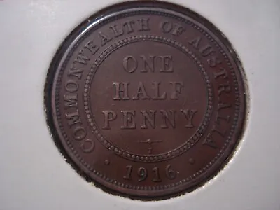 Australian 1916 Half Penny Almost 8 Pearls Coin KGV (NN03) • $26.50