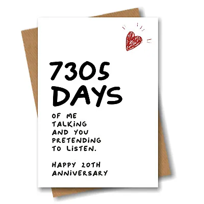20th Anniversary Card 7305 Days Of Talking Him Husband Boyfriend Wedding 20 Year • £2.99
