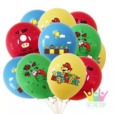 8x Super Mario Latex Balloons. Party Supplies Lolly Loot Box Bag Bunting Cake • $6.50