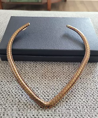 Vintage ELEGANTE V Shape Collar Choker Necklace Solid Bar • $34