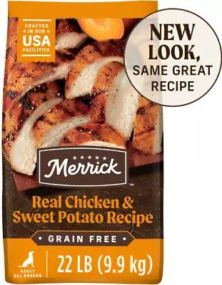 Merrick Real Chicken + Sweet Potato Recipe Grain-Free Adult Dry Dog Food 22lb • $43.78