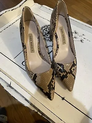 $7.25 • Buy Zara Basic Size 35 Snakeskin Brown And Tan Shoe 