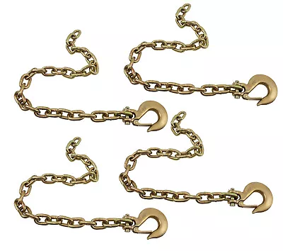 (4 Pack) 3/8  X 36  Grade 70 Trailer Safety Chains W/ Forged Hook & Safety Clip • $59.99