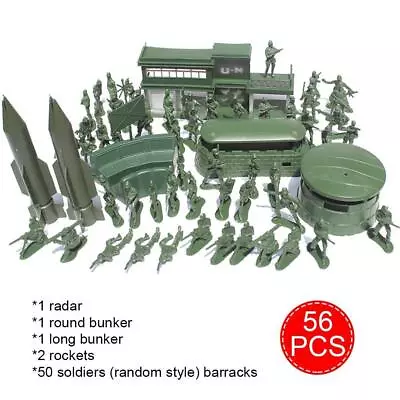 56pcs/Set Military Model Playset Toy Soldier Army Men L4N5 5cm Figures • £9.76