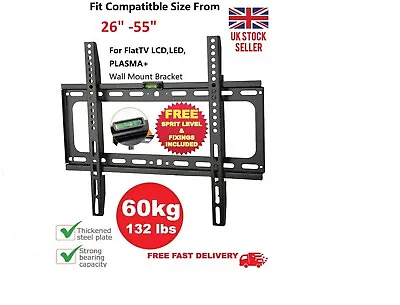 Flat Tv Wall Bracket Mount Slim 3d Lcd Led Plasma For 26 30 32 40 42 50 55 Inch • £8.19