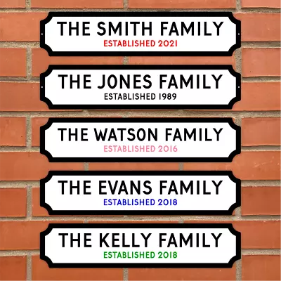 Personalised Surname Sign On METAL Street Plaque Door Wall Railway Family Gift  • £10.99