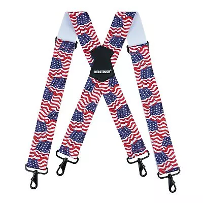 Men's Suspender 2 Inch Wide Suspenders X Back Suspender With Snap Hooks • $18.98
