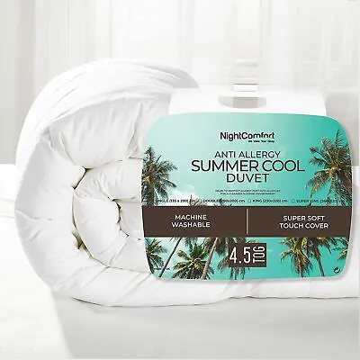 NightComfort 4.5 Tog Summer Breeze Light Duvet - Anti-Allergy Microfibre Quilt • £18.40