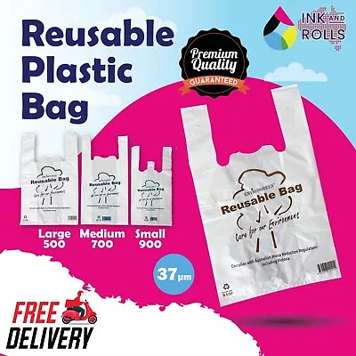 Plastic Carry  Bag Reusable Grocery Bag Heavy Duty 37um Cheapest In Melbourne • $35.50