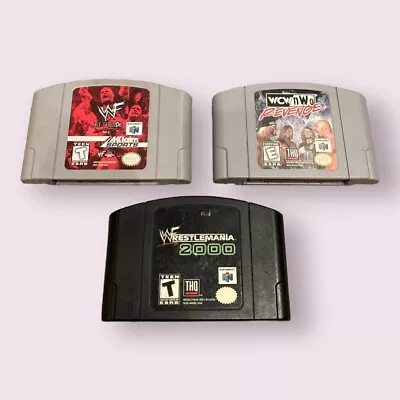 Lot Of 3 Wrestling Games For Nintendo 64 (N64) WWF WCW WWE Wrestlemania • $40