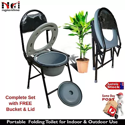 Indoor Outdoor Commode Chair Portable Toilet Folding Hygiene Loo Camping  • $49