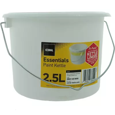 Coral Essentials Plastic Paint Kettle Container Metal Handle Paints Paste 2.5L • £4.99