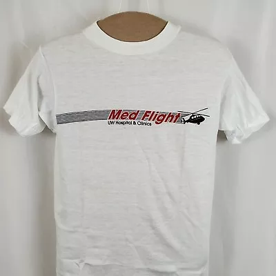 Vintage Med Flight UW Hospital T-Shirt Small Single Stitch 50/50 Deadstock 80s • $24.99