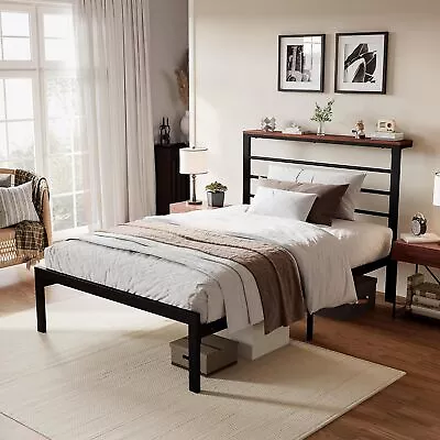 Metal Bed Frame /Platform Bed Frame With Headboard Shelf And Metal Slats • $89.99